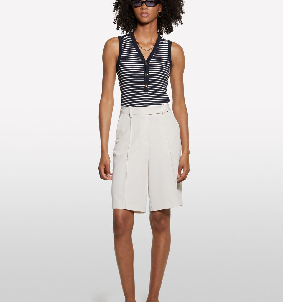 Striped top with buttons - women's tops - Dark Blue | Sisley image number 1